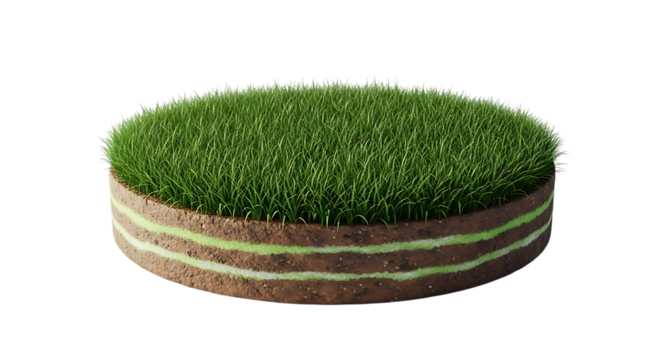 Green grass podium isolated on transparent background