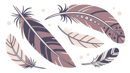 Obraz premium Collection of Five Stylized Feathers in Dusty Rose and Gray Tones