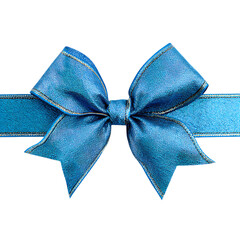 Blue gift bow and ribbon for present wrapping