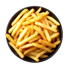 Bowl of crispy golden French fries top view of fried potato