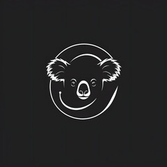 Simple and cute black and white panda face icon with a happy expression
