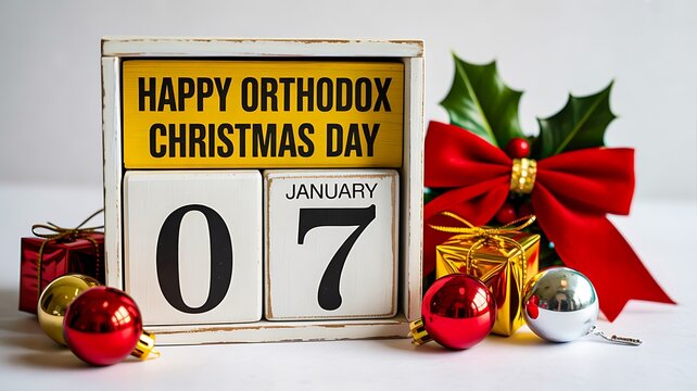 Orthodox Christmas Day January 7 Holiday Display with Festive Decorations
