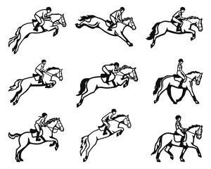 Equestrian Silhouettes Horse Jumping Set