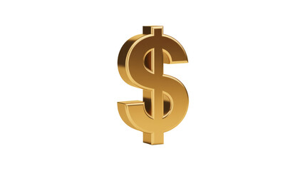 Fototapeta premium A gleaming 3D golden dollar sign stands prominently on a solid dark transparent background, symbolizing wealth, finance, and prosperity. background removed