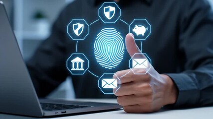Digital identity and technology futuristic fingerprint for personal data security - Powered by Adobe