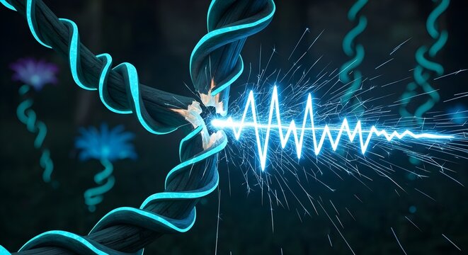 Digital energy waveform sparks from organic connection point