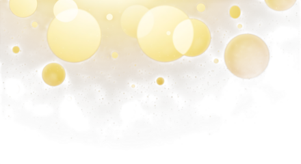 Abstract yellow bubbles isolated on transparent background