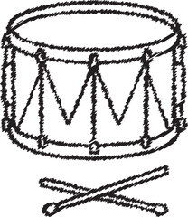 Snare drum with drumsticks