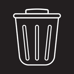 Trash bin silhouette icon on black background.