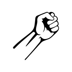 Raised clenched fist arm icon – vector symbol of power, protest, unity, and solidarity