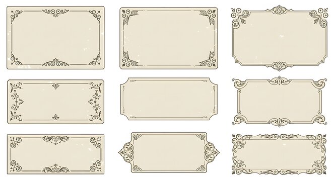 A curated collection of elegant vintage frames and decorative borders with intricate calligraphic filigree ornaments for classic design projects