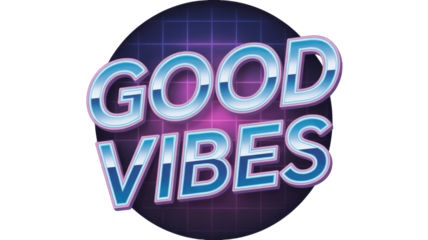 good vibe retro text effect background removed