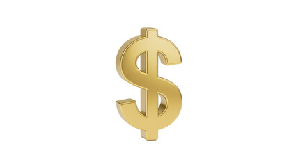 Fototapeta premium A vibrant 3D golden dollar sign icon stands prominently on a solid dark transparent background, symbolizing finance, wealth, and economic prosperity. background removed
