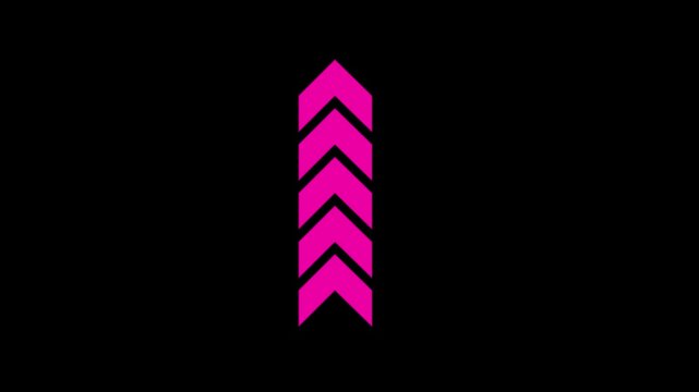 Pink Arrow moving right on white background. Right directional arrows animation black background
