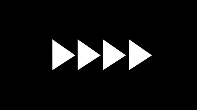 arrow icon swipe right animation black background. right Directional Arrow Loop Animation. Animated arrows for the overlay video layer.
