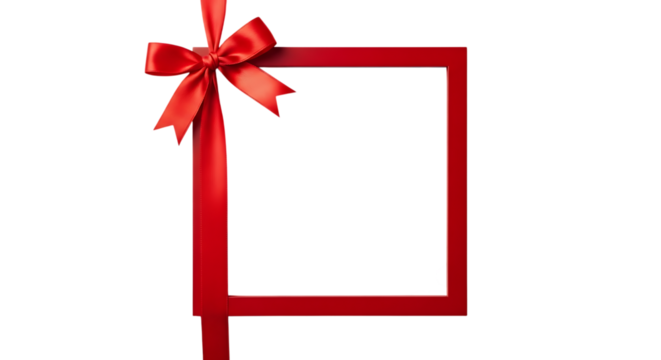Red frame with bow isolated on transparent background