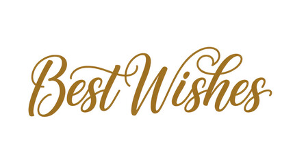 Elegant 'Best Wishes' text in a shimmering golden script font on a solid dark transparent background, perfect for greetings and celebrations. background removed