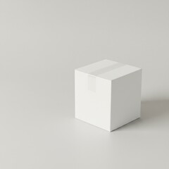 Fototapeta premium High-key commercial stock image of a generic delivery package. Isolated object ready for product presentation, e-commerce, or advertising copy space.