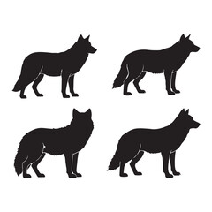 different style wolf vector set
