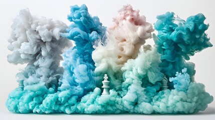 Fototapeta premium Abstract Smoke Formation with Chess Pieces in Artistic Display of Colorful Swirls