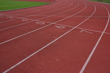 Close up Straight Athletic Track with Lanes and Number Markings