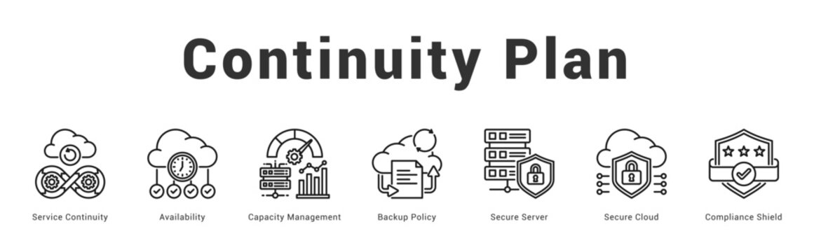 Continuity Plan Modern and clean web banner illustration featuring thematic icons for visual communication