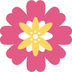 Simple Pink And Yellow Flower With Transparent Background Graphic Element And Icon