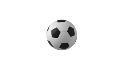 A classic black and white soccer ball, perfectly centered and isolated on a solid transparent background, ideal for sports projects. background removed