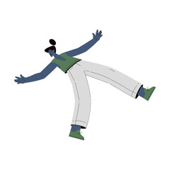 Scared Woman Character Float and Fly in the Air Suffer from Hurricane Vector Illustration