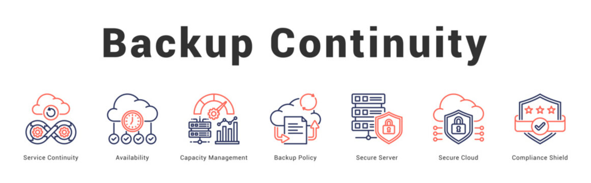 Backup Continuity Modern and clean web banner illustration featuring thematic icons for visual communication