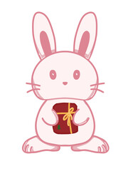 Rabbit Holding Gift Illustration