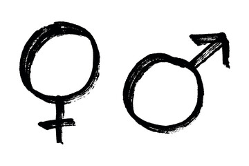 Hand drawn female and male gender identity sign Symbol used to represent sex and gender Single element for print, web, design, decor