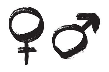 Hand drawn female and male gender identity sign Symbol used to represent sex and gender Single element for print, web, design, decor