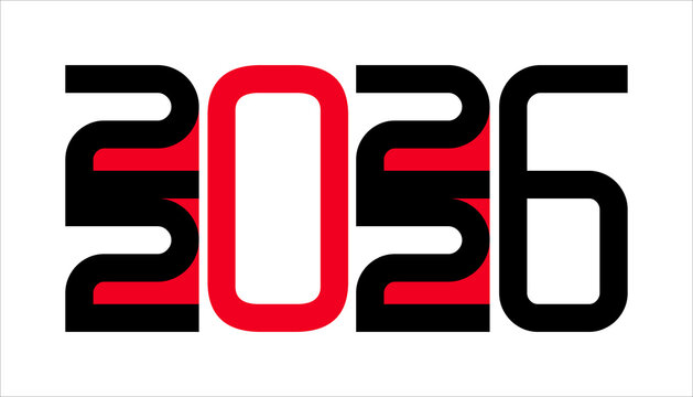 2026 New Year Typography Vector Set &ndash; Modern Geometric Logos, Cards & Banners