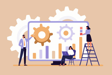 Teamwork and data analysis business people working together on a project