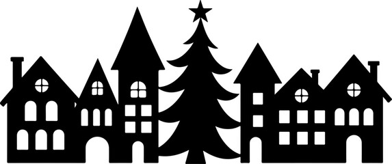 Winter Village Silhouette