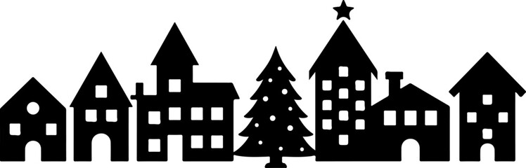 Winter Village Silhouette