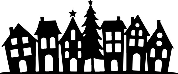 Winter Village Silhouette