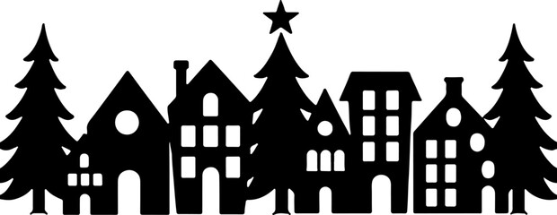 Winter Village Silhouette