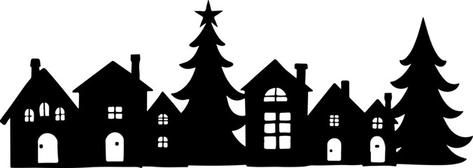 Winter Village Silhouette