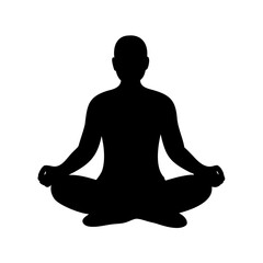 Silhouette of a person in lotus position performing yoga for relaxation