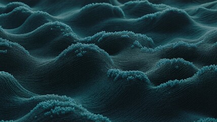 Digital art background featuring dark blue waves made of small particles