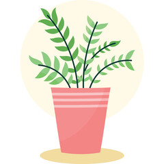 Potted Houseplant With Green Leaves and Pink Stripes on Pot Isolated on Transparent Background Vector Illustration
