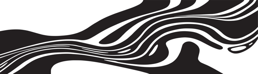 Monochrome wavy line pattern, abstract fluid movement, high-contrast vector