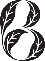 Fototapeta premium Stylized letter b initial logo concept created with two interconnected organic black leaves and white veins.
