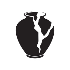 Silhouette of a broken ceramic vase with uneven edges