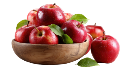 Fresh apples in a bowl showcasing vibrant colors, natural texture, and healthy fruit arrangement for clean eating isolated on white background