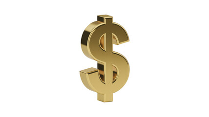 Obraz premium A gleaming 3D golden dollar sign symbol stands prominently on a solid transparent background, representing wealth, finance, and economic value. background removed