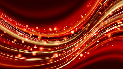 赤とゴールドのエレガントな光の軌跡背景.Generative AI