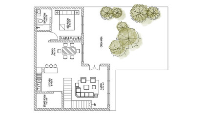 Obraz premium Modern House Home Architectural Plan With Furniture
